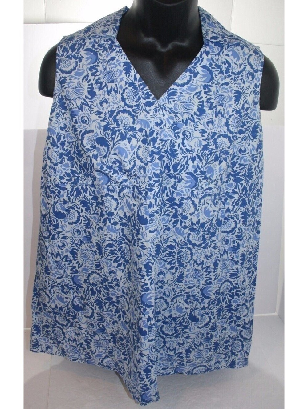 In Due Time Maternity Surplice V-Neck Sleeveless Shirt Medium Blue Collar Blouse
